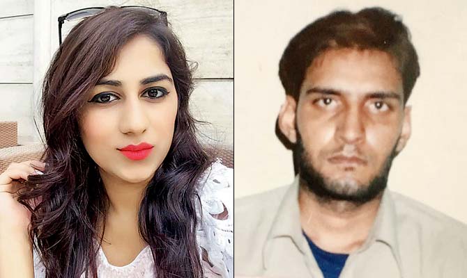 Also wanted in the murder case is Divya Pahuja (left), who was allegedly used as a honeytrap to keep track of Gadoli (right) and ensure he came to Mumbai unarmed