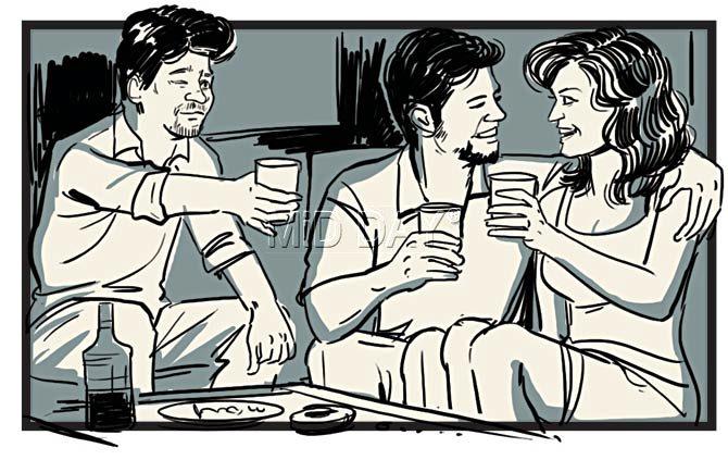 Three friends party together not knowing that it is their last time together. Janardhan Verma (28) is infatuated with a bargirl who lives in the building where he is the watchman, but she likes his friend, Vinod Chaudhary. Illustrations/Uday Mohite