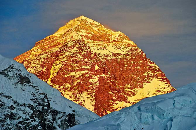 The golden sunset on Everest