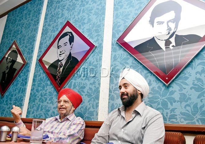 Kulwant Singh Kohli (left) with grandson Abhayraj Singh Kohli at Pritam. Pics/Shadab KhanKulwant Singh Kohli (left) with grandson Abhayraj Singh Kohli at Pritam. Pics/Shadab Khan