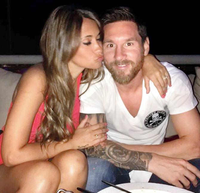 Lionel Messi with his girlfriend Antonella Roccuzzo during their recent holiday. Pics/Antonella Roccuzzo