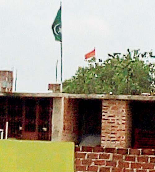 A flag like the national flag of Pakistan in Biharsharif. Pic/PTI