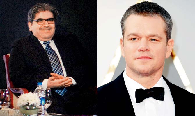 Rajeev Masand and Matt Damon. Pic/AFP