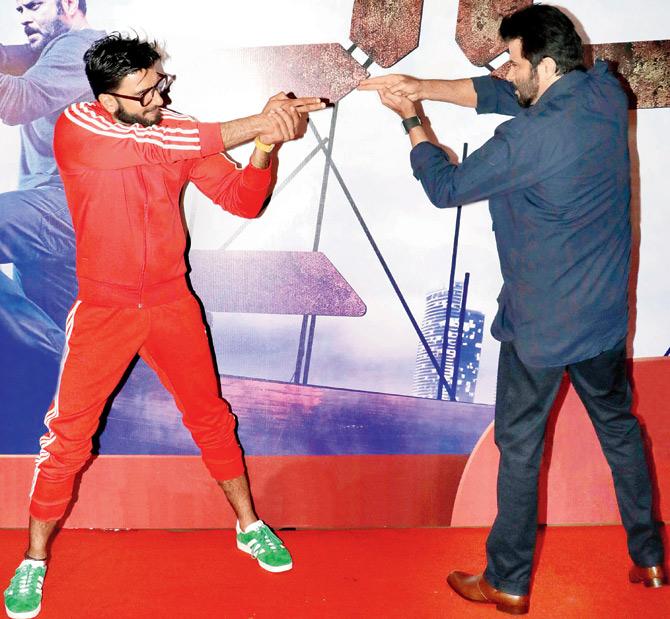 Ranveer Singh and Anil Kapoor playing tag