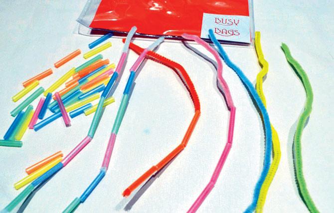 Straw And Pipe-Cleaner Match Busy Bag