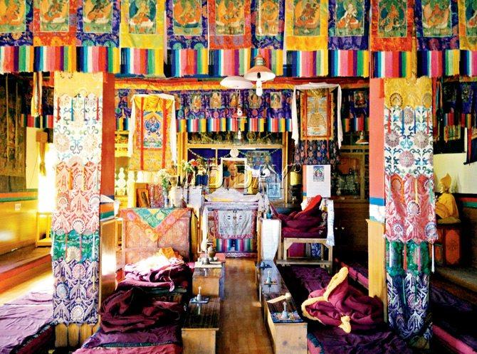 The beautiful prayer room at Key Monastery