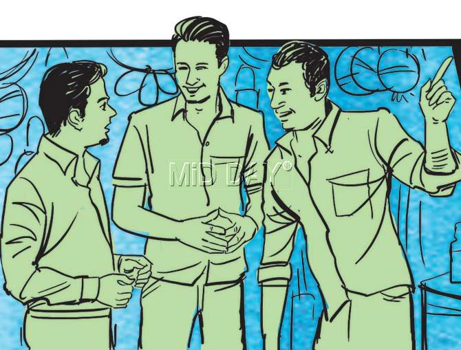 At the birthday party of an NCP leader in Khar, the four youths approach Furkan Sheikh. Illustration/Uday Mohite