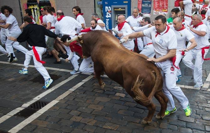 Release the bull! The San Fermin bull run in Pamplona, Spain
