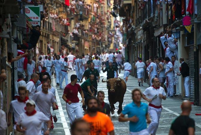Release the bull! The San Fermin bull run in Pamplona, Spain