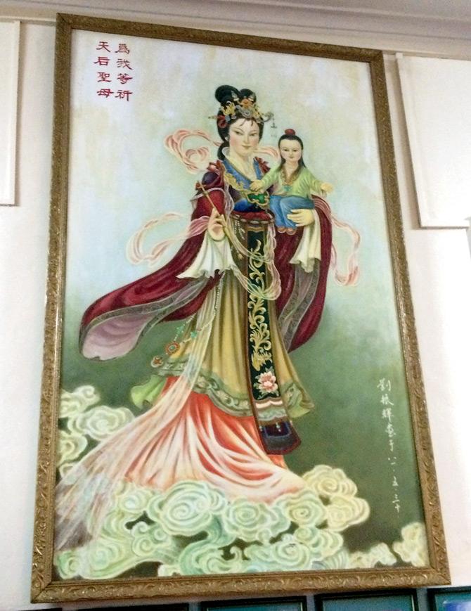 Painting of Chinese Mother Mary and Baby Jesus at St Francis Xavier Church