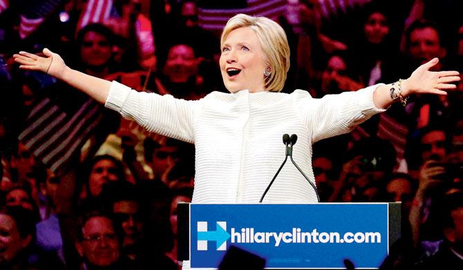 Singing her fight song: Hillary Clinton in New York. Pic/AFP 