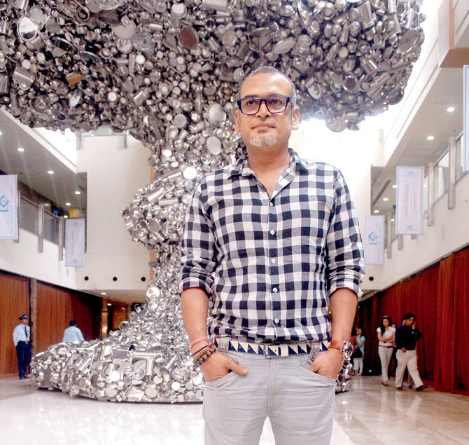 Artist Subodh Gupta in front of one of his installations. File pic 