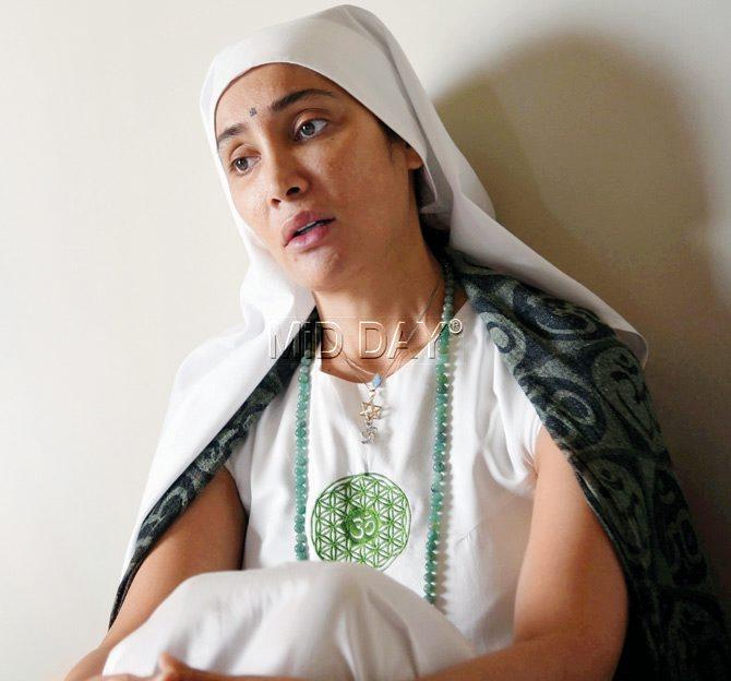 Gaia Mother Sofia, 31, arrived in India to visit an orphanage in Santa Cruz and declare she has become a nun, who can see her past lives. Pic/Sameer Markande