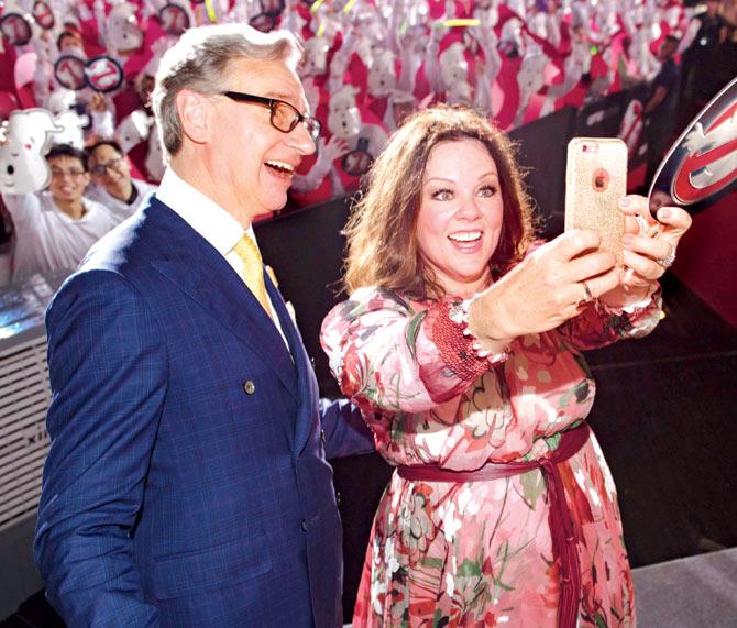 Paul Feig and Melissa McCarthy at the red carpet event in Singapore. Pic/Getty Images