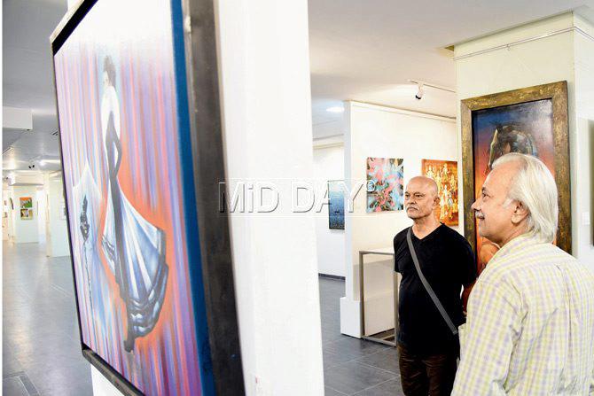 Ravindra Mardia, founder of Art Hub at the opening of the gallery last month. Pic/Sameer Markande