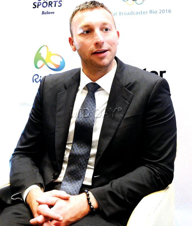 Australian Ian Thorpe during a media interaction in the city yesterday. Pic/Bipin Kokate