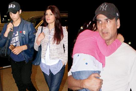 Spotted: Akshay Kumar with Twinkle Khanna and son Aarav at Mumbai airport