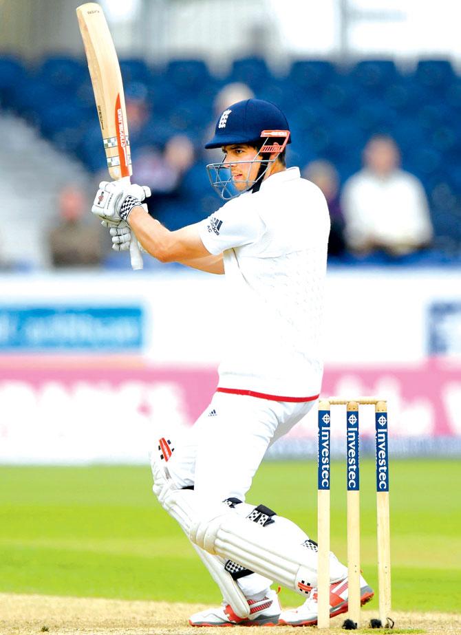 England skipper Alastair Cook during his unbeaten 47 against Sri Lanka on Monday. Pic/Getty Images