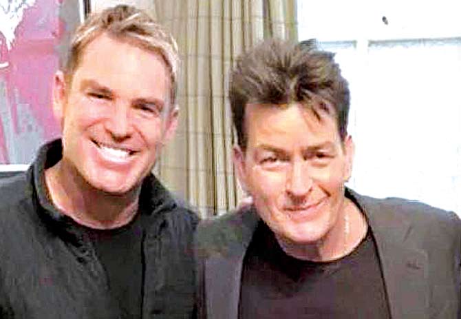 Shane Warne posted this picture with Charlie Sheen on Instagram