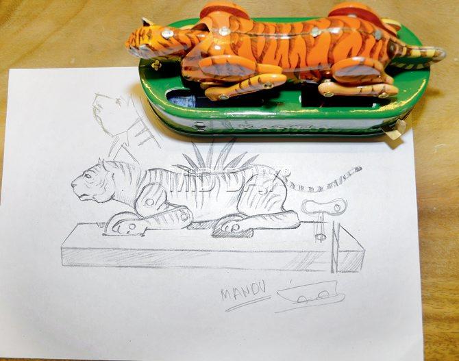 Prototype sketches and the final tiger