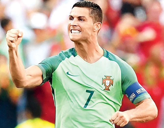 Cristiano Ronaldo celebrates a Portugal goal during their Euro 2016 match against Hungary in Lyon on Wednesday. Pic/AFP