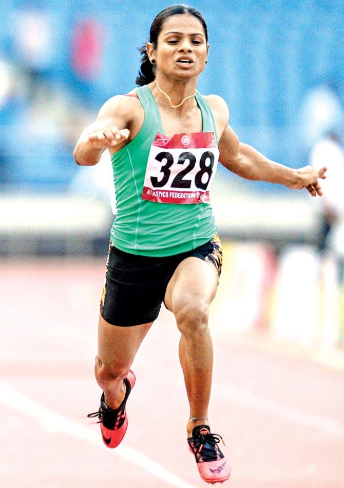 Indian sprinter Dutee Chand broke her own 100m national record in Almaty, Kazakhstan on Saturday. Pic/AFP