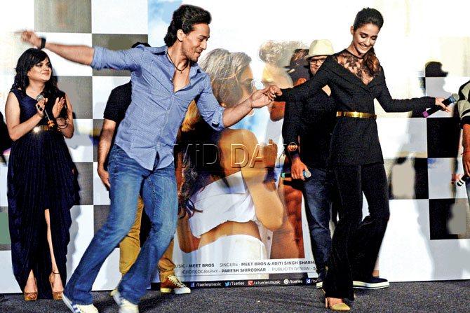 Tiger Shroff and Disha Patani at the launch of their single yesterday. Pic/Satej Shinde