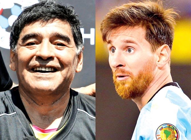Diego Maradona and Lionel Messi