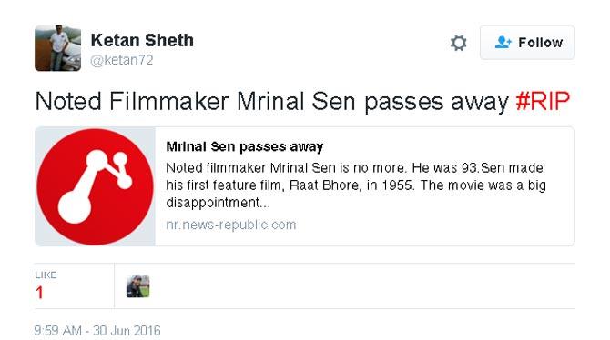 Death Hoax! Filmmaker Mrinal Sen is alive and 