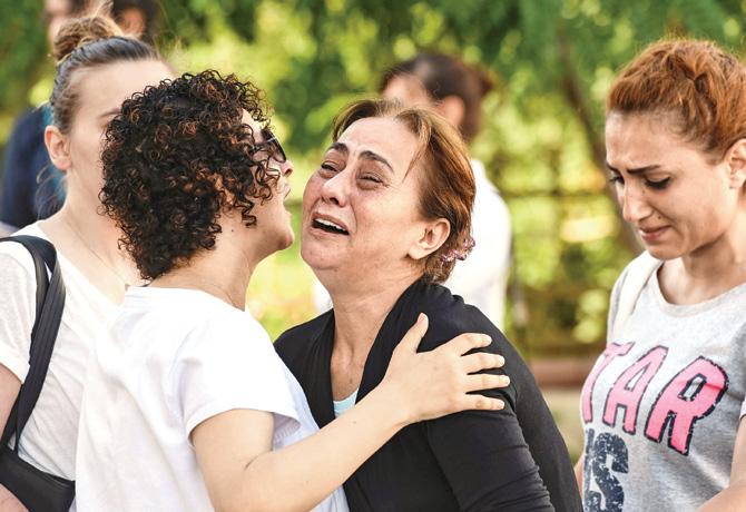 A mother of a victim reacts outside a hospital close to Istanbul