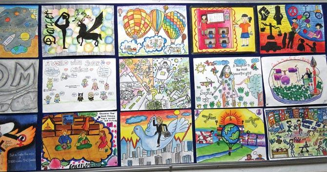 Paintings by students of Gopi Birla Memorial School, Walkeshwar during a Save Aarey campaign last year