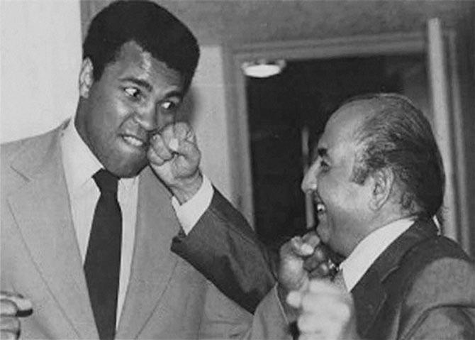 Indian music legend Mohammed Rafi with Muhammad Ali. Pic/PTI