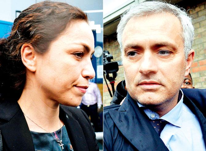 Eva Carneiro leaves Croydon Employment Tribunal in London on Tuesday and Jose Mourinho. Pics/Getty Images