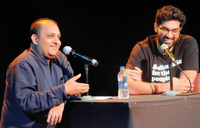 Anuvab Pal and Kunal Roy Kapoor at the live version of their podcast