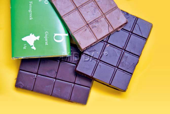 The chocolate bars from six Indian states which are part of Volume 1 of Barcode. Pic/Shadab Khan