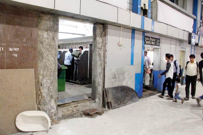 The existing toilet facility at Churchgate station that will soon make way for the new software-operated loos
