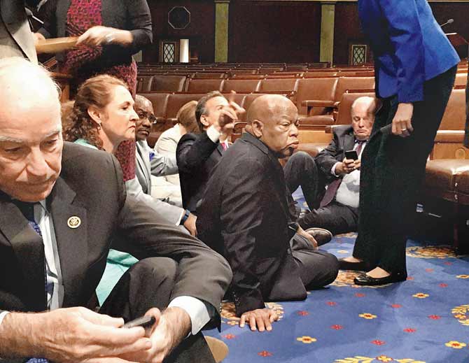 Members of Congress stage a sit-in on the floor of the US House of Representatives. Pic/AFP