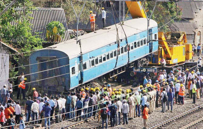 Restoring the derailed coach led to the cancellation of 100 services. File pic