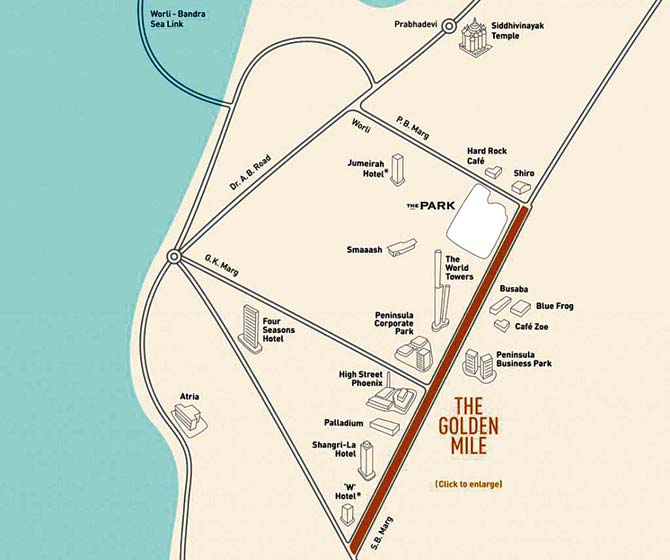 The graphic showing the Golden Mile on Lodha’s website