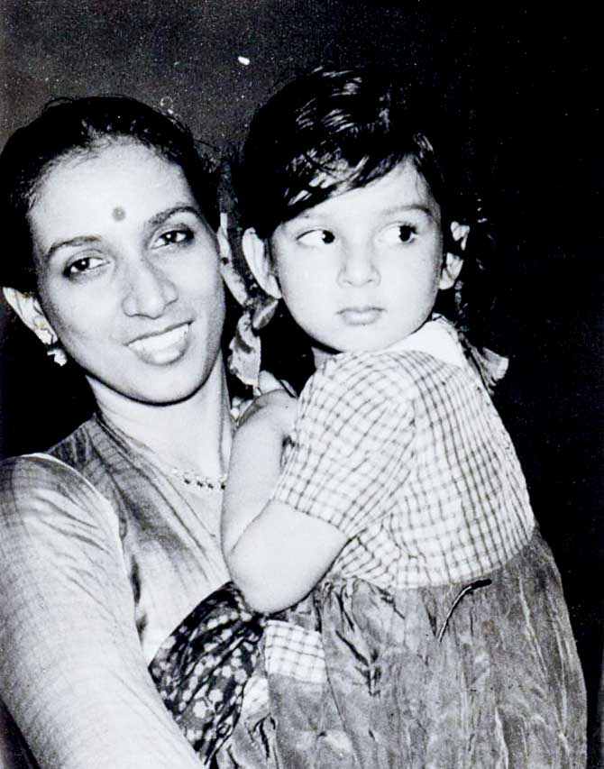 A young Mallika with mother Mrinalini