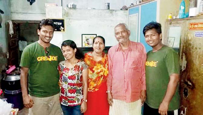 Manish Sikhre (extreme left) with his family