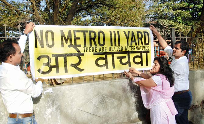 Residents of Aarey Milk Colony have been waging a battle to stop the construction of the Metro yard in the green lungs of Aarey. File pic