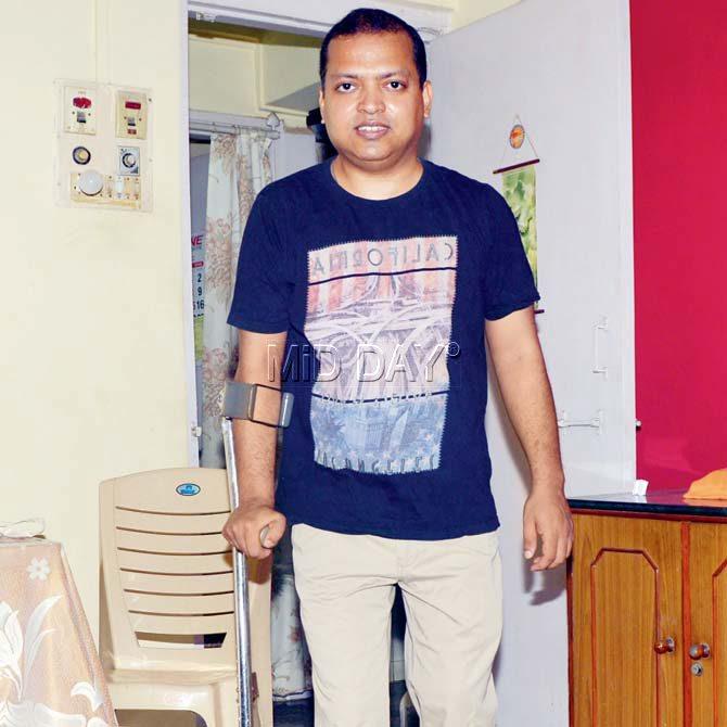 Victor Rodrigues, who walks with a crutch but doesn’t need help, says rules like this chip away at a person’s confidence. Pics/Sayyed Sameer Abedi