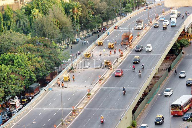 PWD is repairing six expansion joints of the southbound carriageway of the Kalanagar flyover