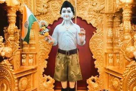 Saviour needs saving? Social media erupts over idol dressed in RSS khaki