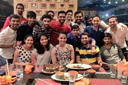 Saina parties with Indian shuttler pals after Australian Open win