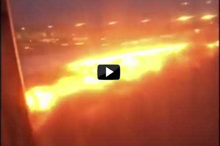 Watch Video: Plane catches fire during emergency landing