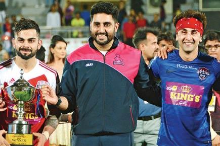 Bollywood celebrities and Indian cricketers play football for charity