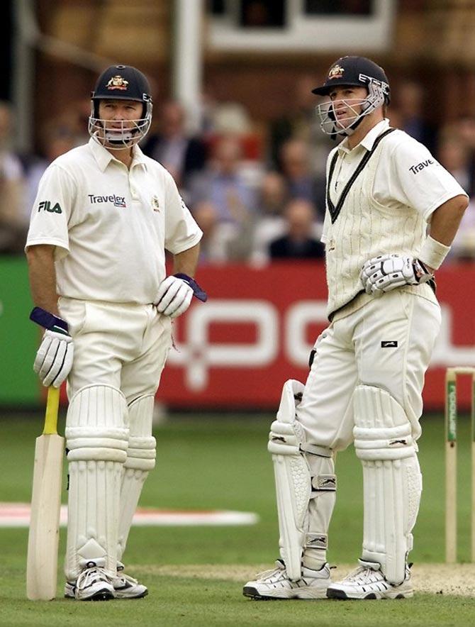 The Waugh brothers during a Test in July 2001