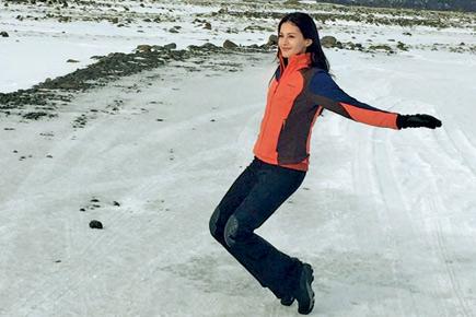 Amyra Dastur on the sets of 'Kung Fu Yoga' in Iceland
